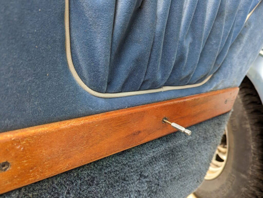 GMC Vandura fix fabric door with drill bit
